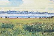 Ferdinand Hodler Der Genfersee von St Prex aus oil on canvas